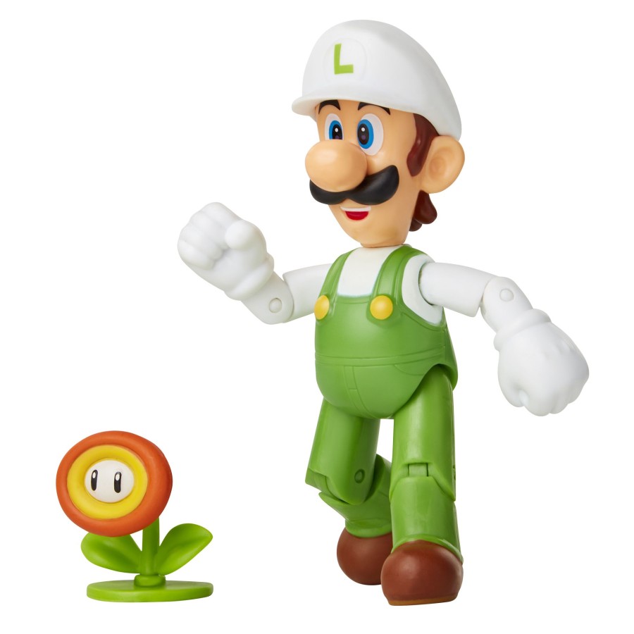 Super Mario™ Toy Figures | Fire Luigi With Fire Flower 4-Inch Articulated Figure