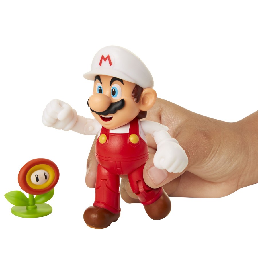 Super Mario™ Toy Figures | Fire Mario With Fire Flower 4-Inch Articulated Figure