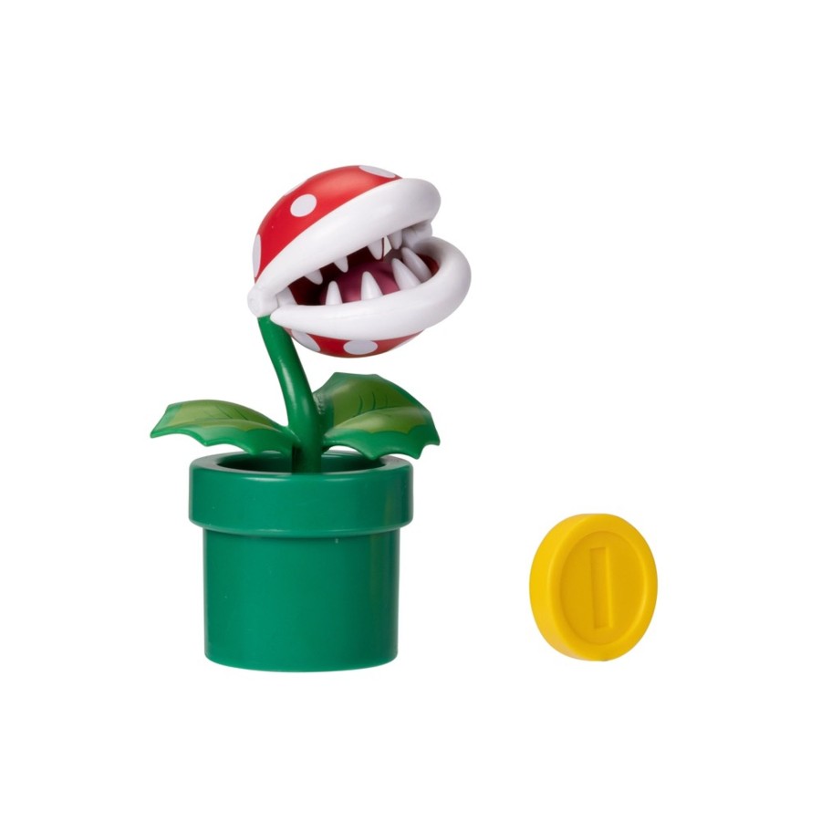 Super Mario™ Toy Figures | Piranha Plant With Coin 4-Inch Articulated Figure