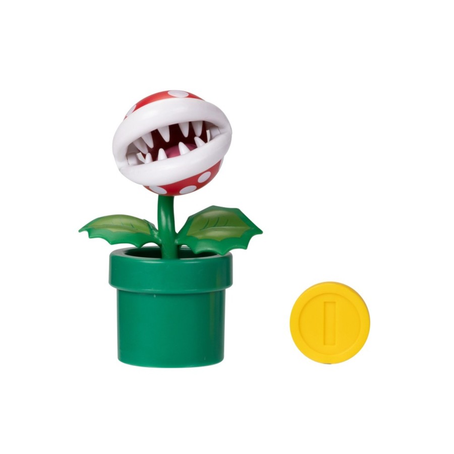 Super Mario™ Toy Figures | Piranha Plant With Coin 4-Inch Articulated Figure