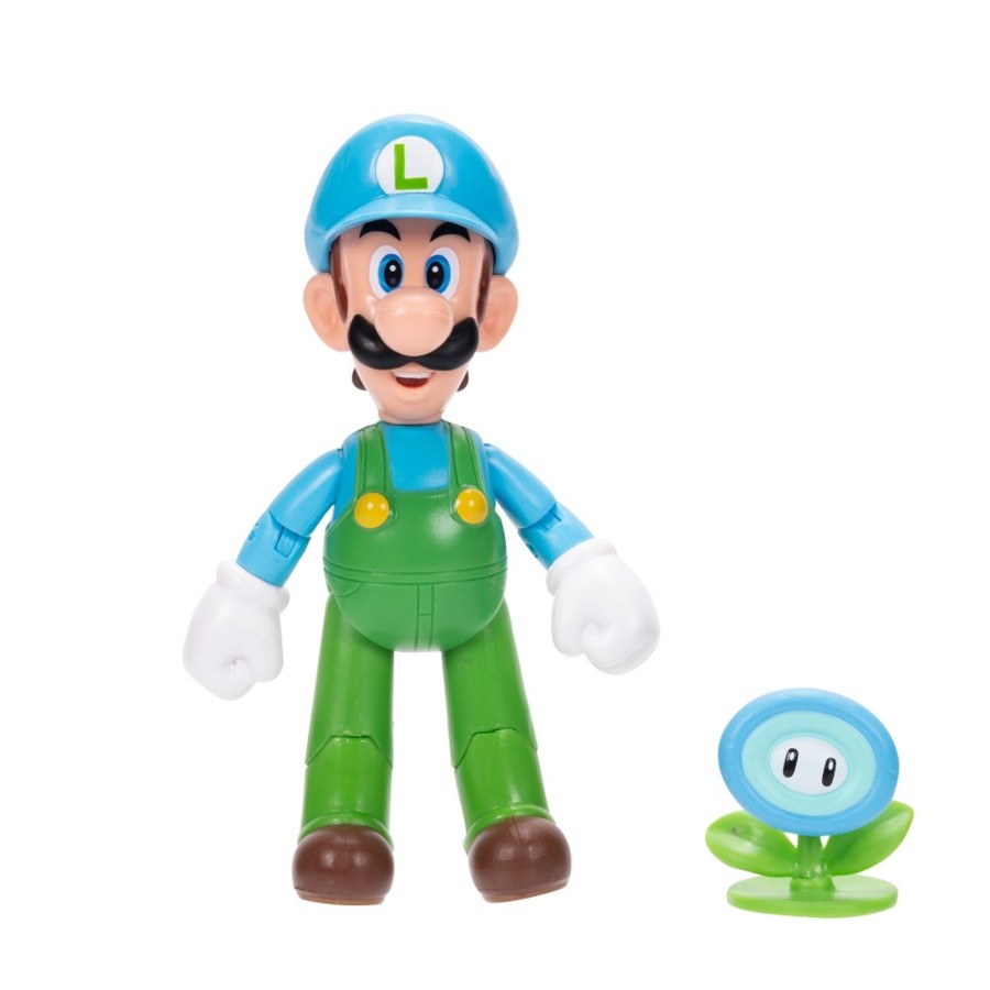 Super Mario™ Toy Figures | Ice Luigi 4-Inch Articulated Figure With Ice Flower