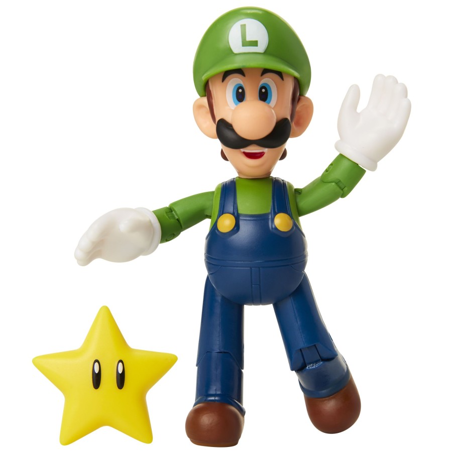 Super Mario™ Toy Figures | Luigi With Star 4-Inch Articulated Figure