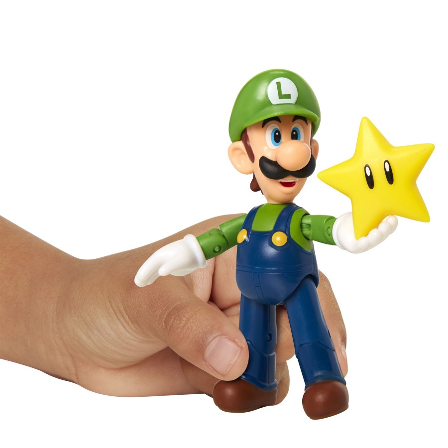 Super Mario™ Toy Figures | Luigi With Star 4-Inch Articulated Figure