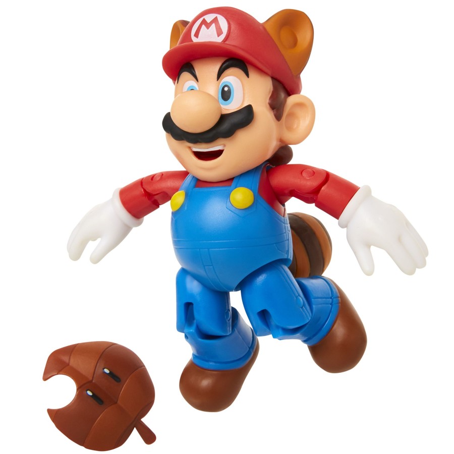 Super Mario™ Toy Figures | Raccoon Mario With Super Leaf 4-Inch Articulated Figure