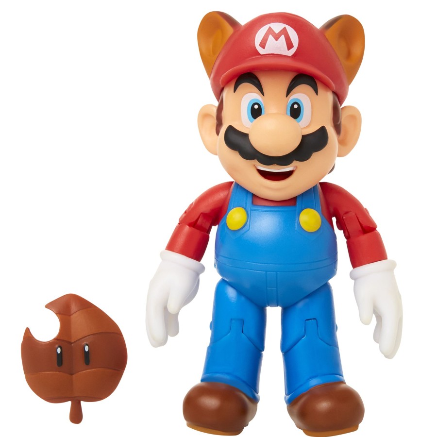 Super Mario™ Toy Figures | Raccoon Mario With Super Leaf 4-Inch Articulated Figure