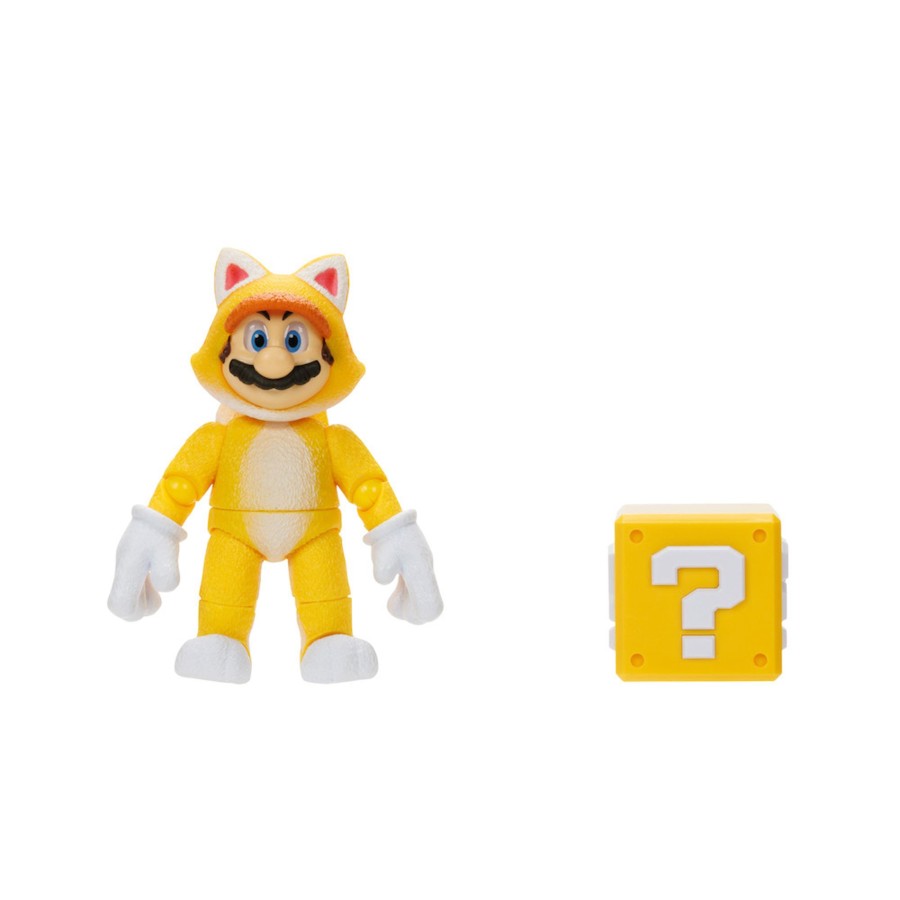 The Super Mario Bros. Movie Action Figures | 5-Inch Cat Mario Figure With Question Block Accessory