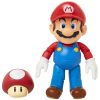 Super Mario™ Toy Figures | Super Mario With Red Mushroom 4-Inch Articulated Figure